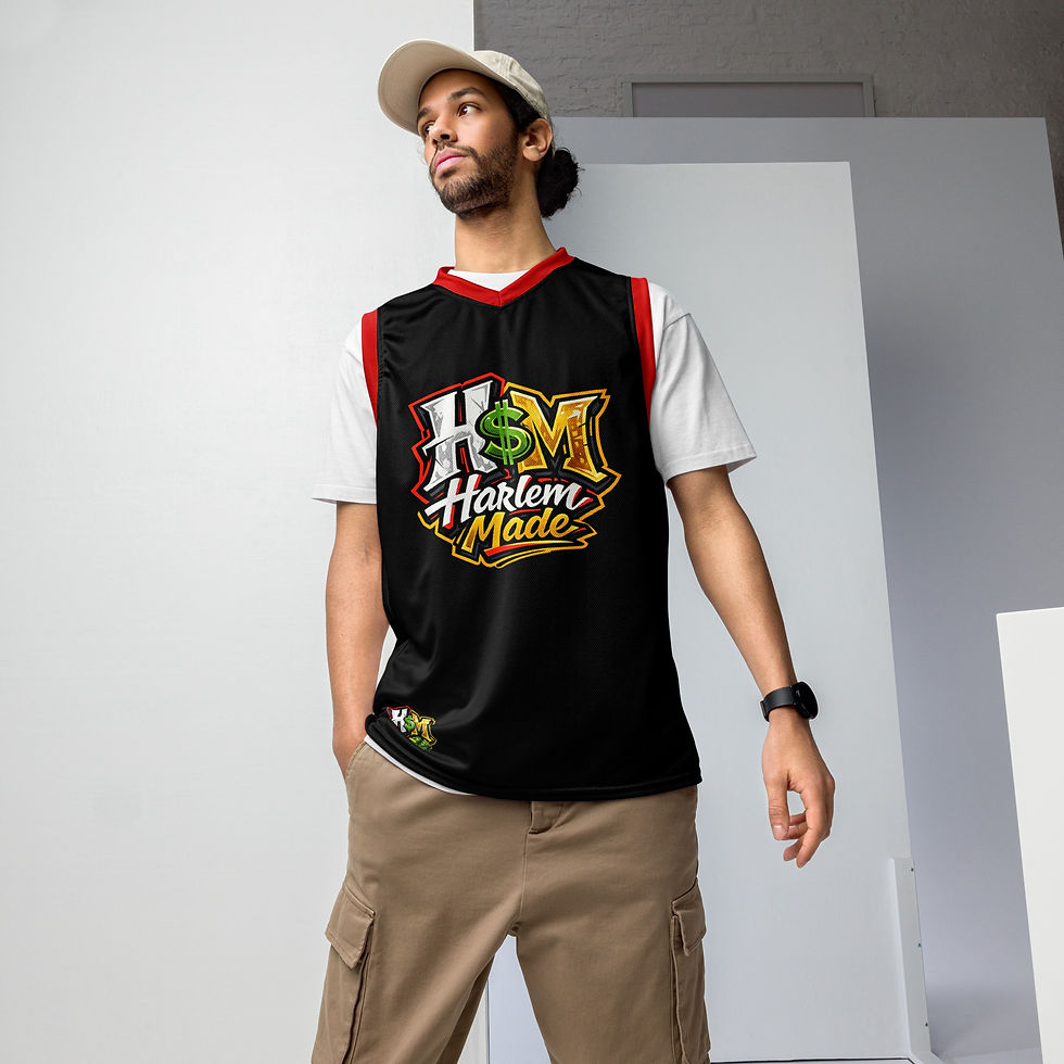 Thumbnail: Harlem Made™️ DTFlex Print Recycled Unisex Basketball Jersey 