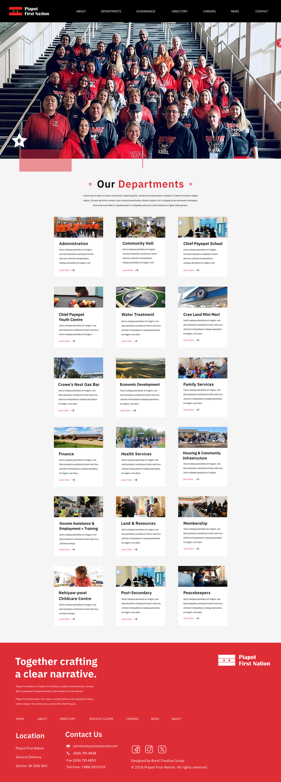 Departments page