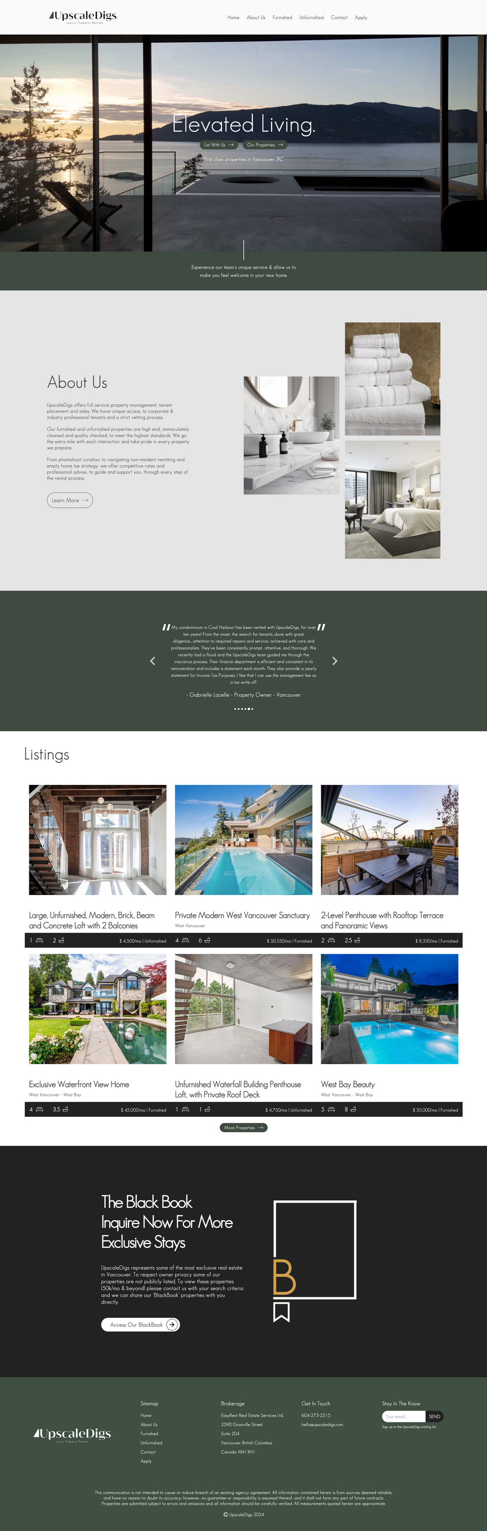 Home page/landing page