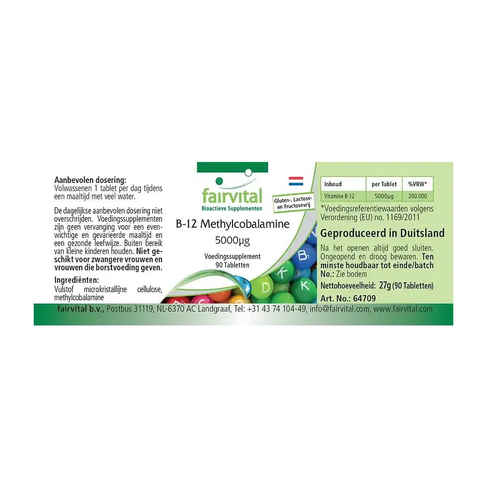 Miniaturbild: B-12 Methylcobalamin 5000µg 90 Tabletten