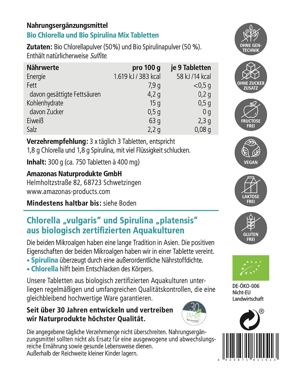 Miniaturbild: Chlorella + Spirulina BIO Tabletten