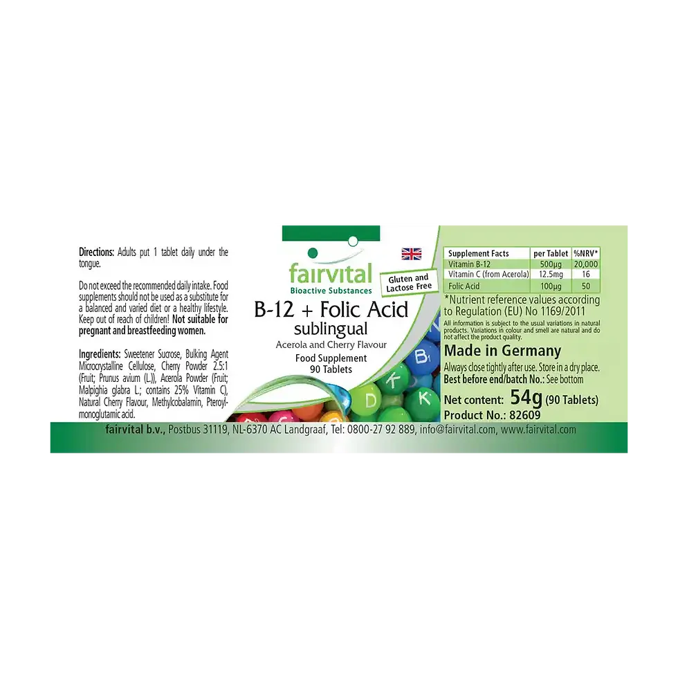 Miniaturbild: B-12 und Folsäure sublingual 90 Tabletten