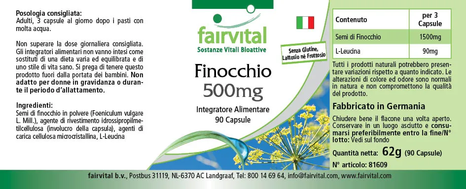 Fenchon Fenchel 500mg 90 Kapseln | NATURSCHÄTZE