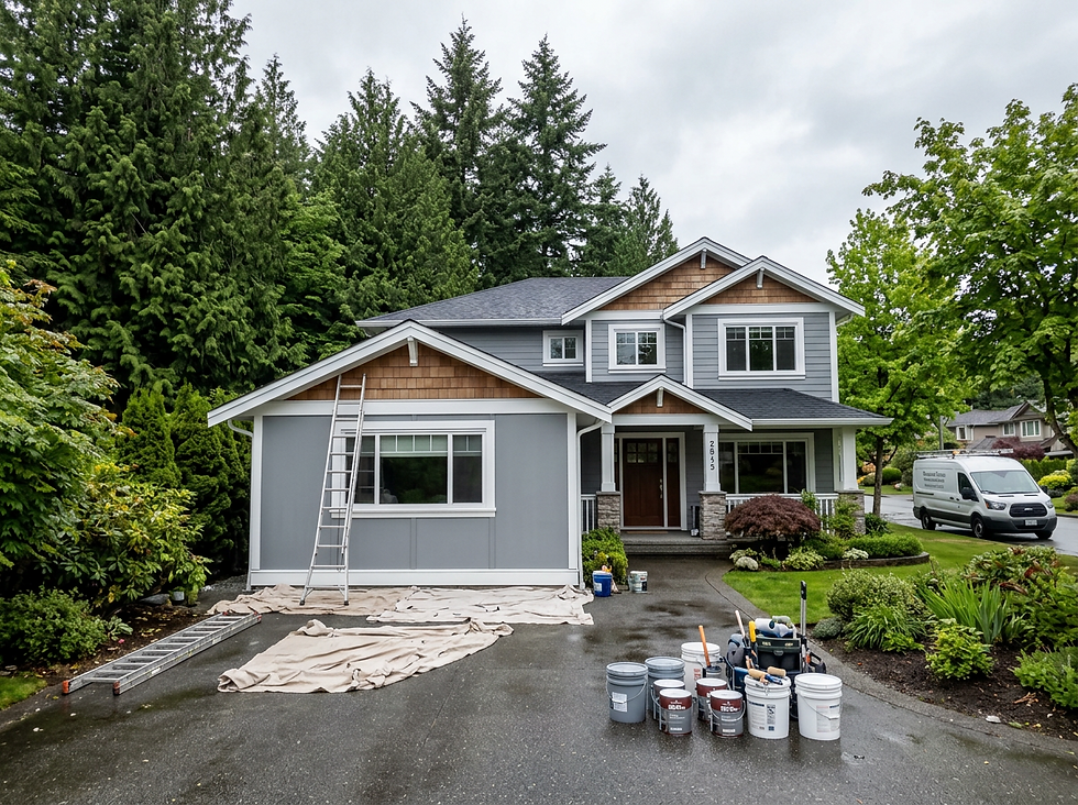 House painting exterior in progress