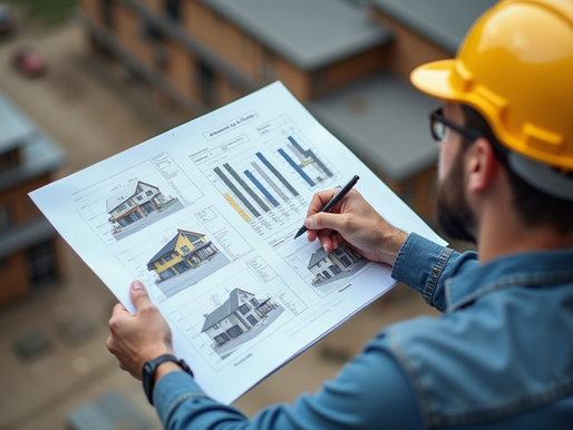 Painting contractor looking at drawings