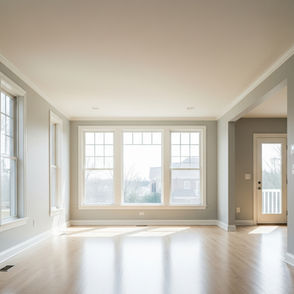 Empty living room with neutral colours freshly painted