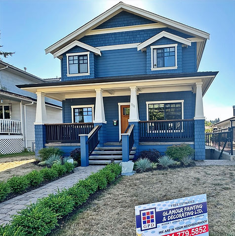 Exterior house painted blue
