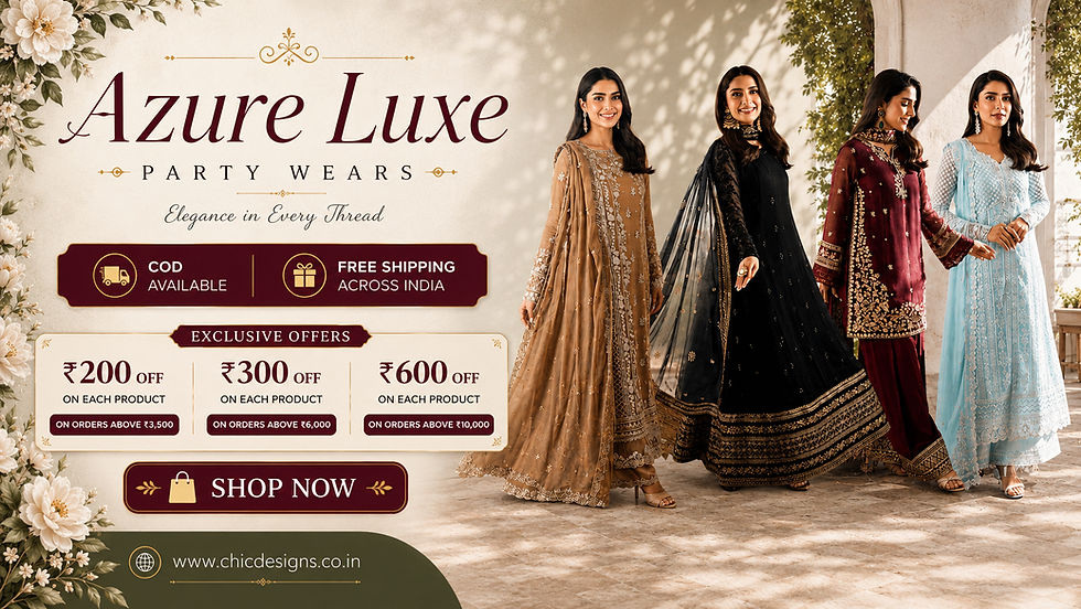 Azure Unstitched Party Wears