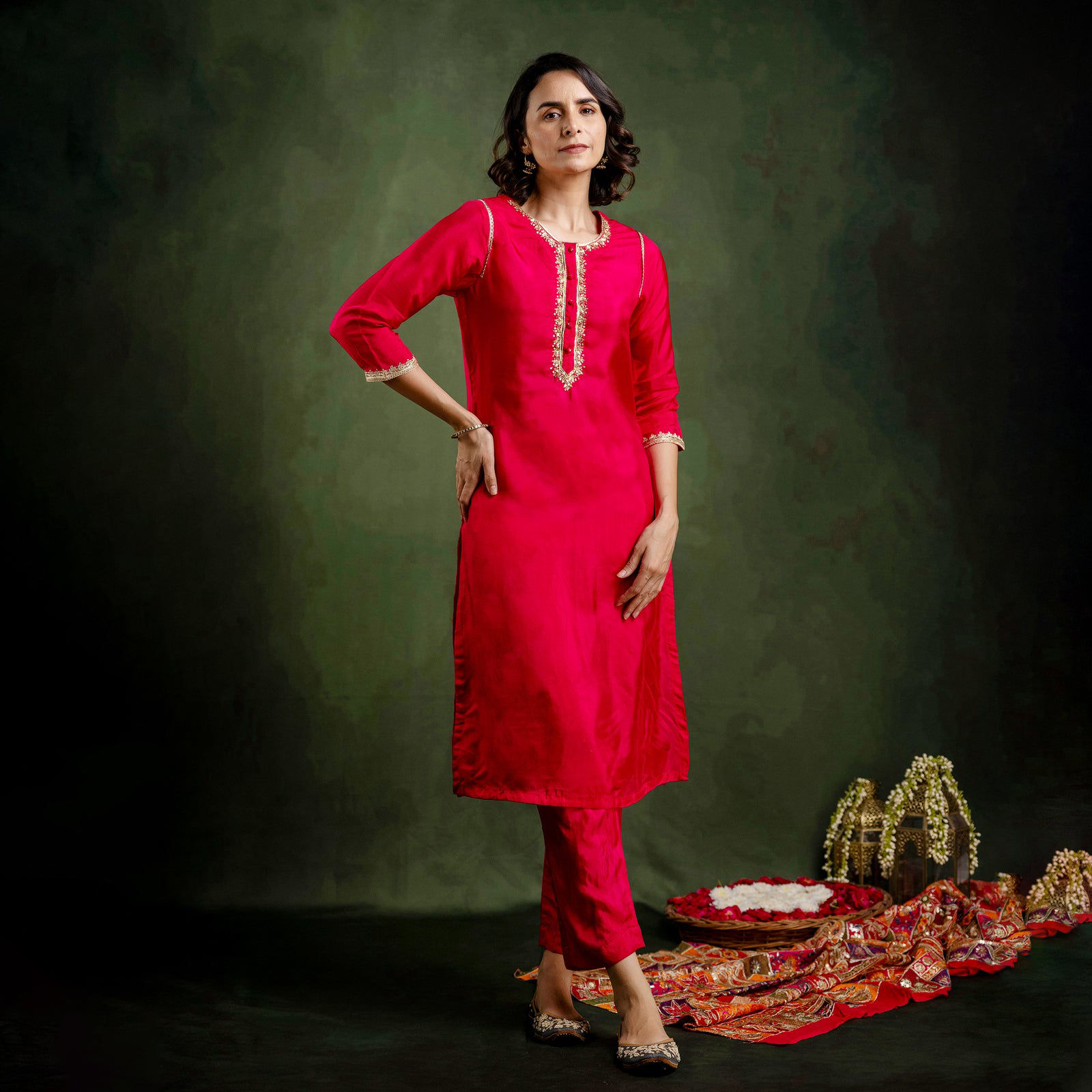 Silk RTW 2Pc Kurta Pant Co ord Set KQ657P