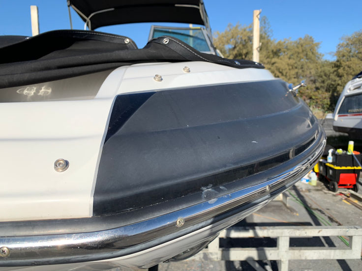 Oxidised gelcoat boat