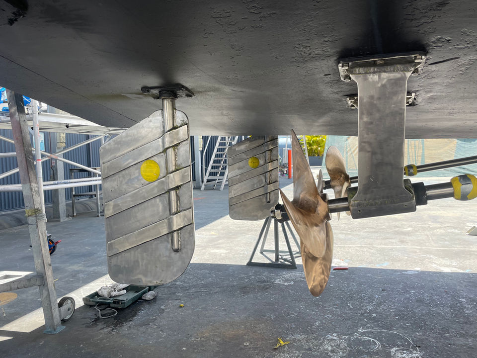 Boat running gear ready for propspeed