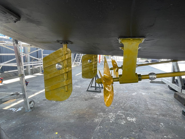 Boat running geat with Propspeed applied