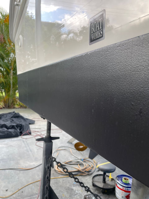 Boat waterline antifouled