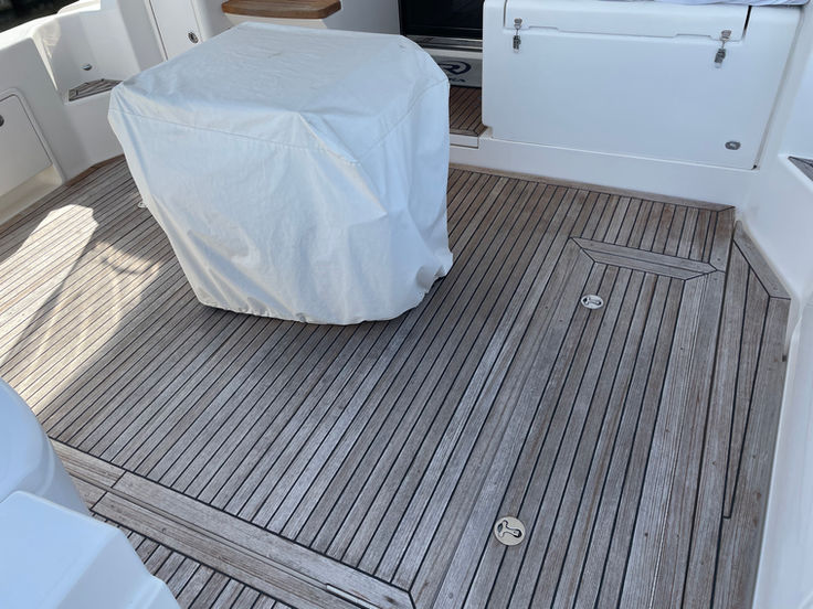 Dirty boat teak floor