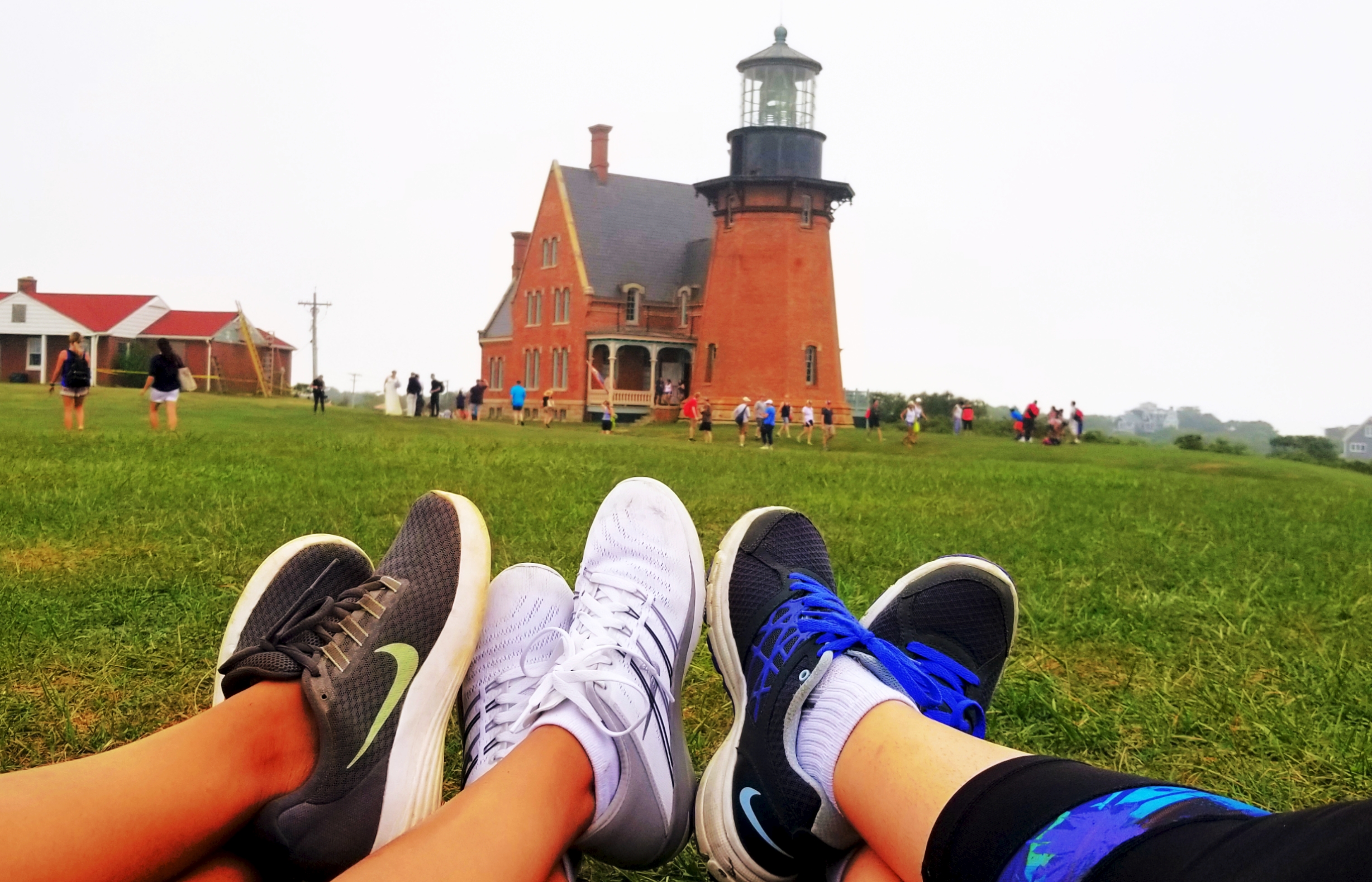 Marking our footprints at the Southeast Lighthouse.