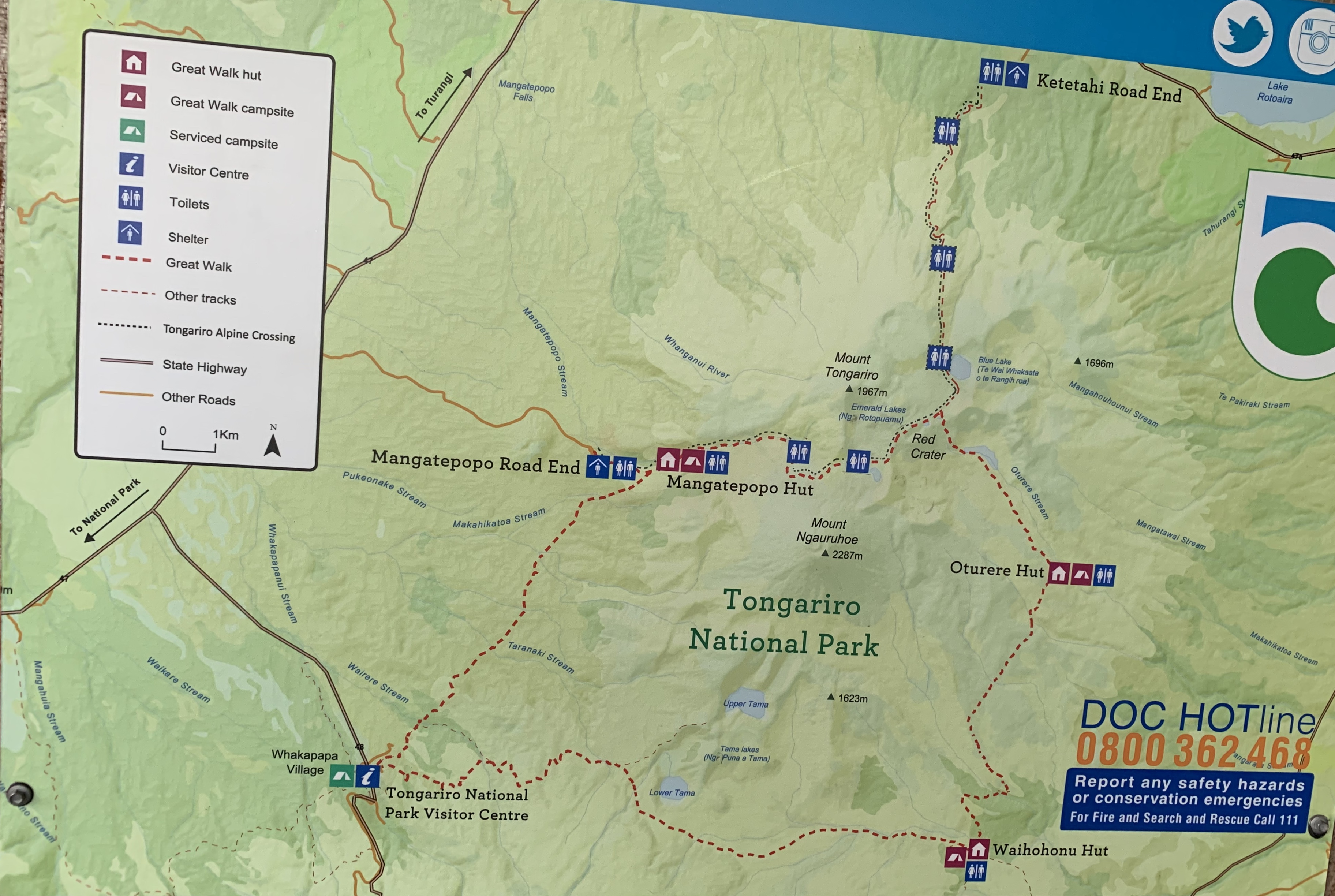 Tongariro Day Hike Map