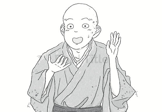 泥水がはねたのをお構いなしに話し込む高松悟峰のイラスト