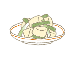 ネギとホタテのおつまみのイラスト