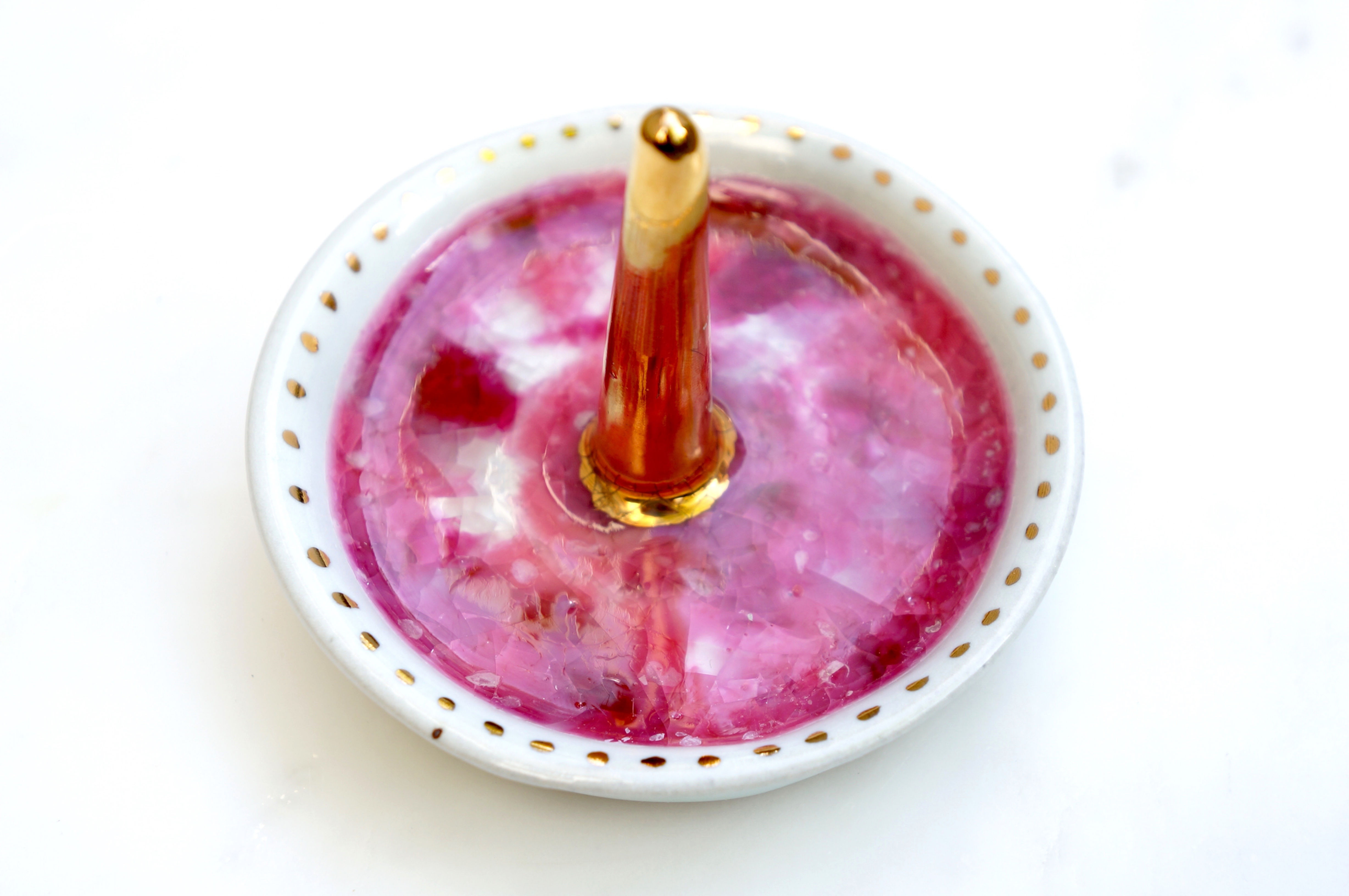 Ring Dish With Pink Glass