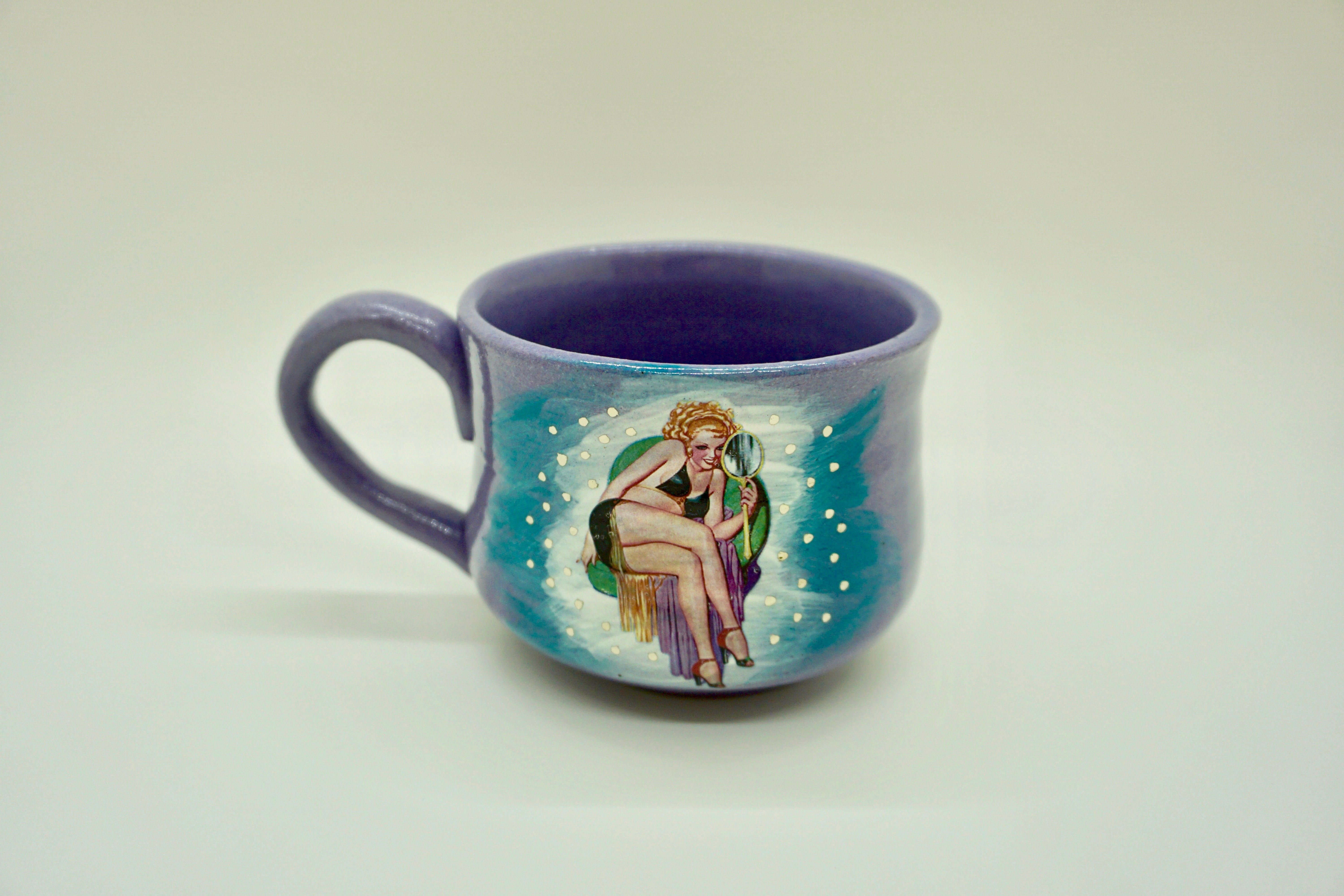 Purple Porcelain Teal Side Sit Pin-Up Mug