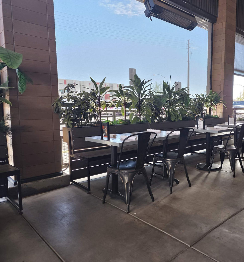 The covered patio at Eureka! Henderson