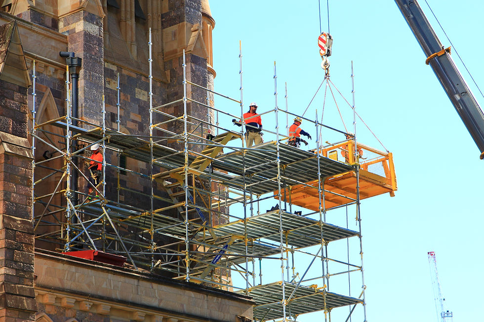 Scaffolding around church