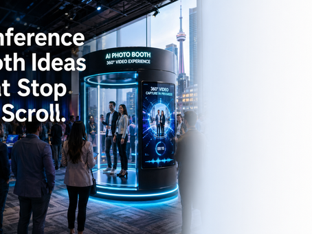 AI photo booth at Toronto conference with CN Tower view, corporate events by DMA Events