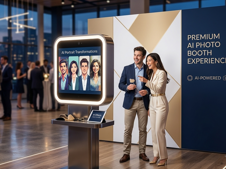 Premium AI photo booth experience at a corporate event, photo booth page by DMA Events