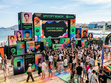 Immersive Cannes-style brand activation with interactive stage and crowd, DMA Events brand activation page