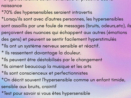 Hypersensibilité-C'est quoi l'hypersensibilité? & Lien pour faire le test Êtes-vous hypersensible? 