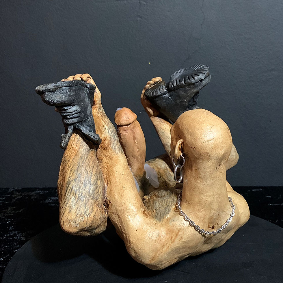 Thumbnail: "Boots Up!" ceramic sculpture