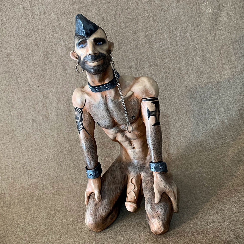 Thumbnail: "Leather guy Arthur" ceramic sculpture