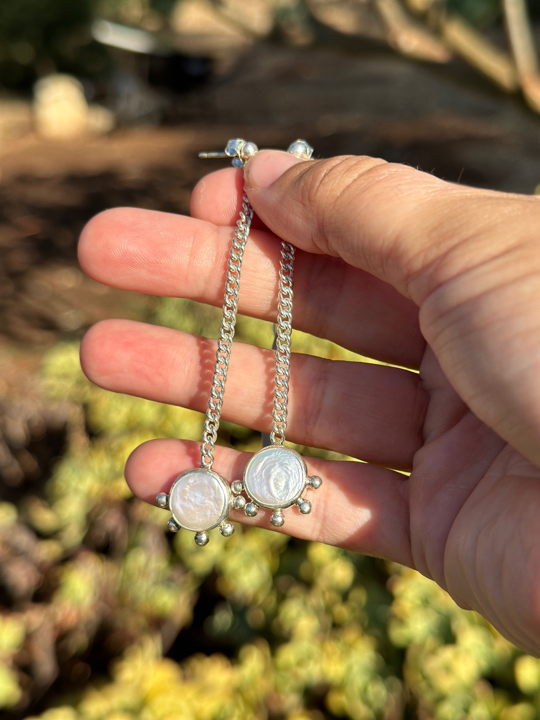 Chain Pearl Earrings