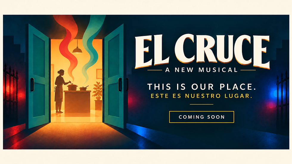 El Cruce hero key art with doors opening to a warm kitchen scene