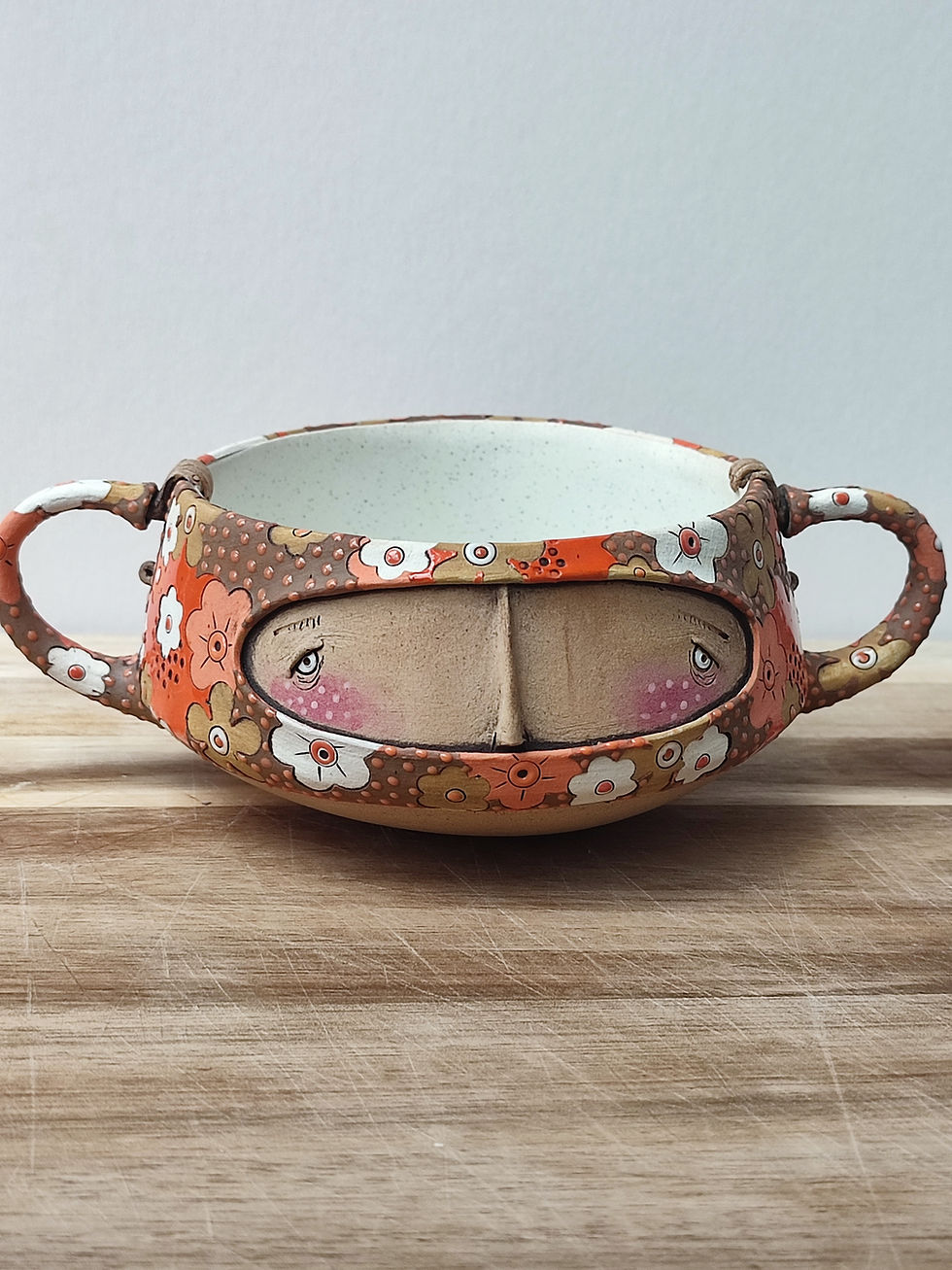 Orange floral soup bowl