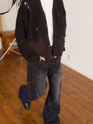 KHOKI 26ss collection 014 "Destroyed Knit Cardigan"