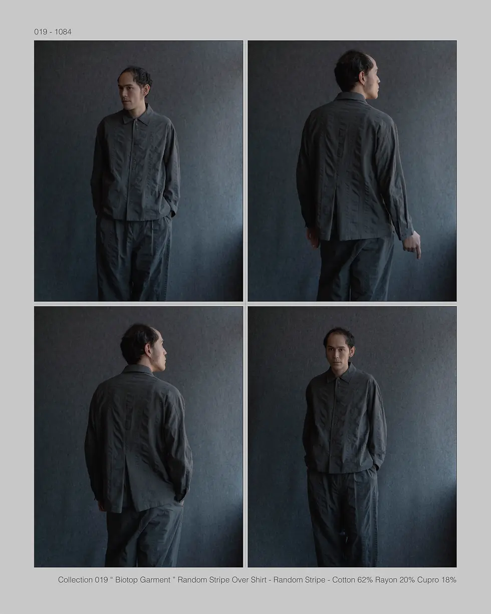 amachi. Collection 019 / AW2026 "Random Stripe Over Shirt + Random Stripe Baggy"