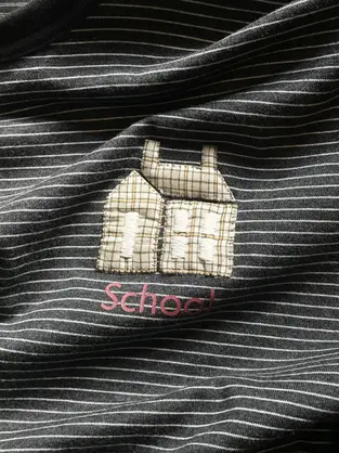 KHOKI 26ss collection 014 "Hand-Embroidered Stripe T-Shirt"