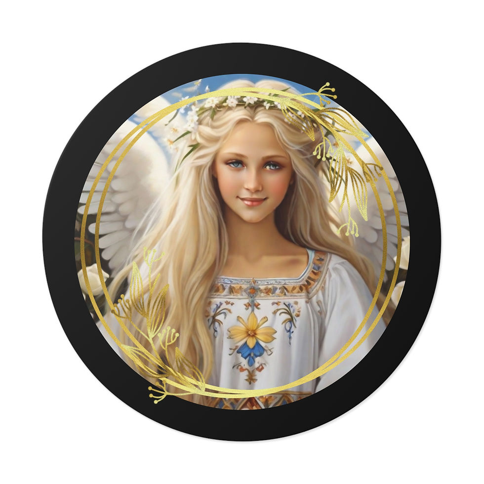 Thumbnail: 🌟 Ukrainian Female Angel Round Vinyl Stickers in 5 Sizes 🌟