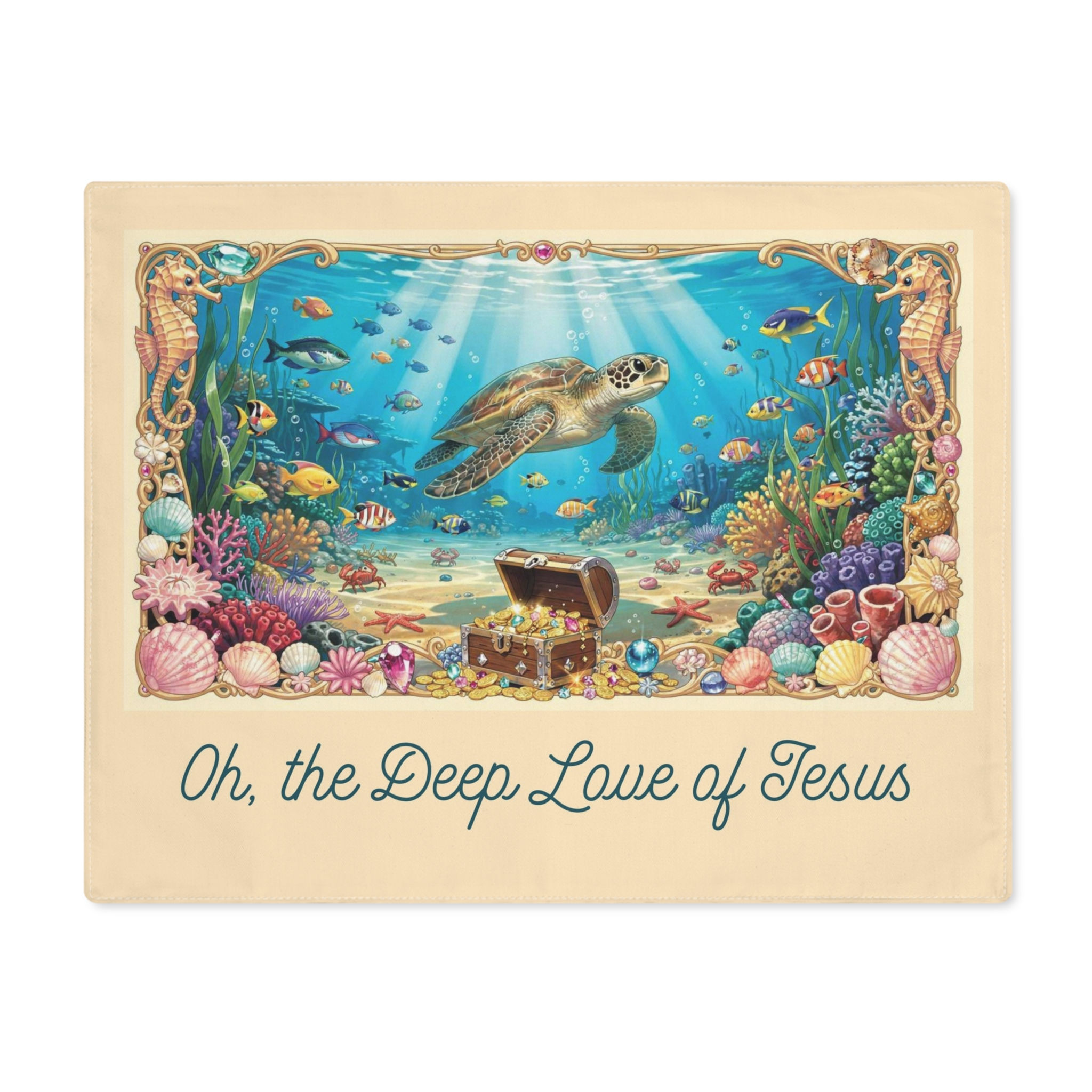 Marine Turtle Placemat — "Oh, the Deep Love of Jesus" Sea Life Table Mat