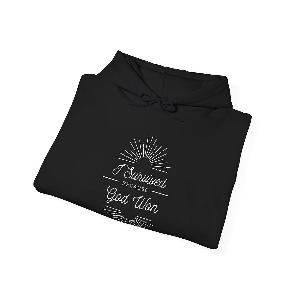 Thumbnail: "I Survived Because God Won" Mountain Angel Hoodie