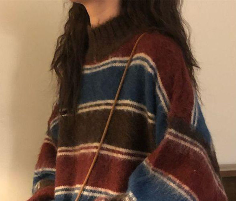 Thumbnail: Knit Sweater Women Oversized Striped Knitwear