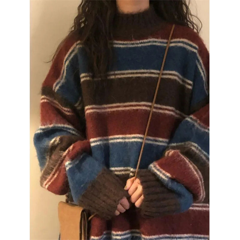 Thumbnail: Knit Sweater Women Oversized Striped Knitwear