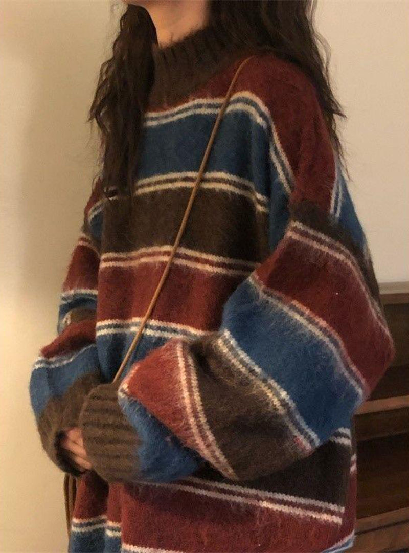 Thumbnail: Knit Sweater Women Oversized Striped Knitwear