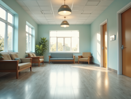 A peaceful waiting area in a mental health clinic