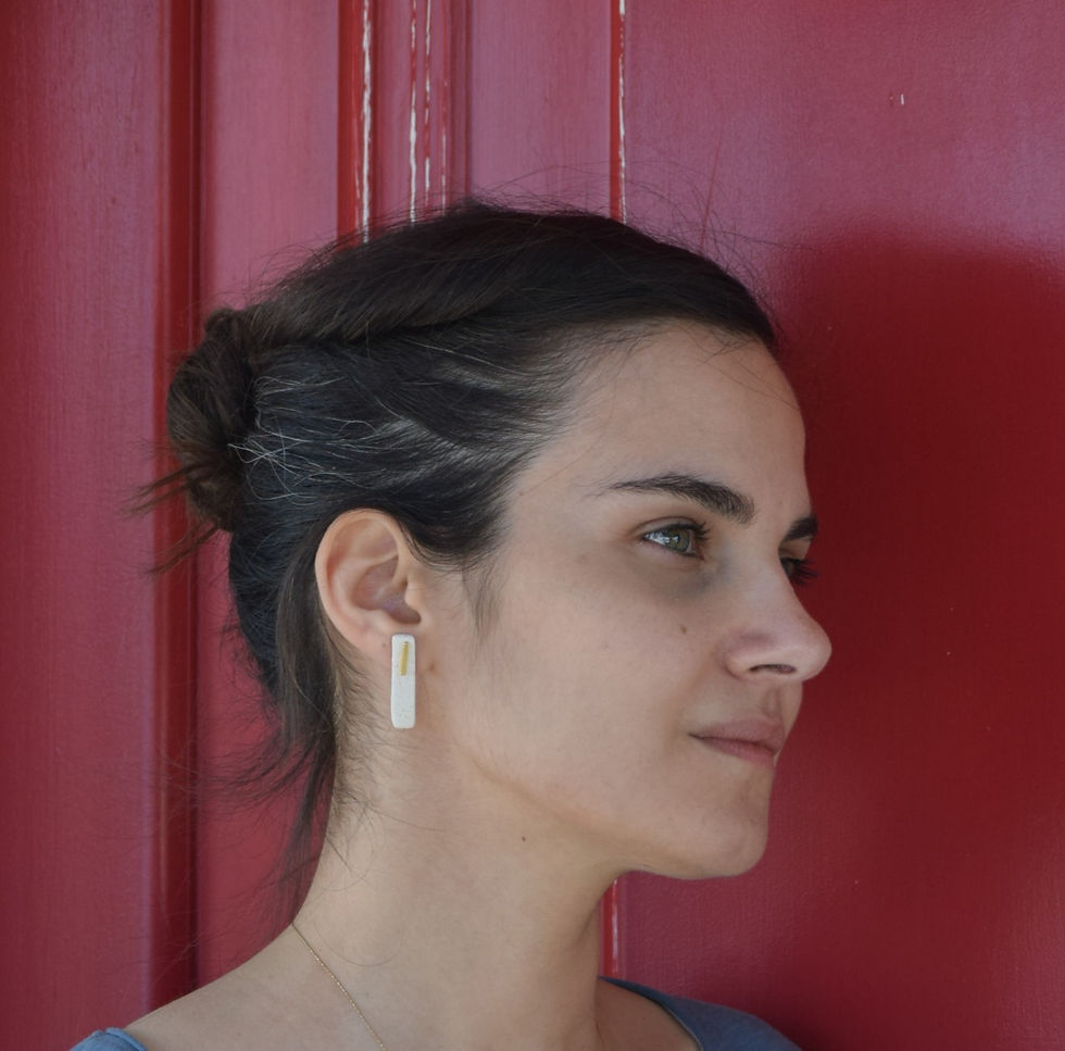 Thumbnail: Ceramic Vertical Earrings with Vertical Line - The Sand Collection