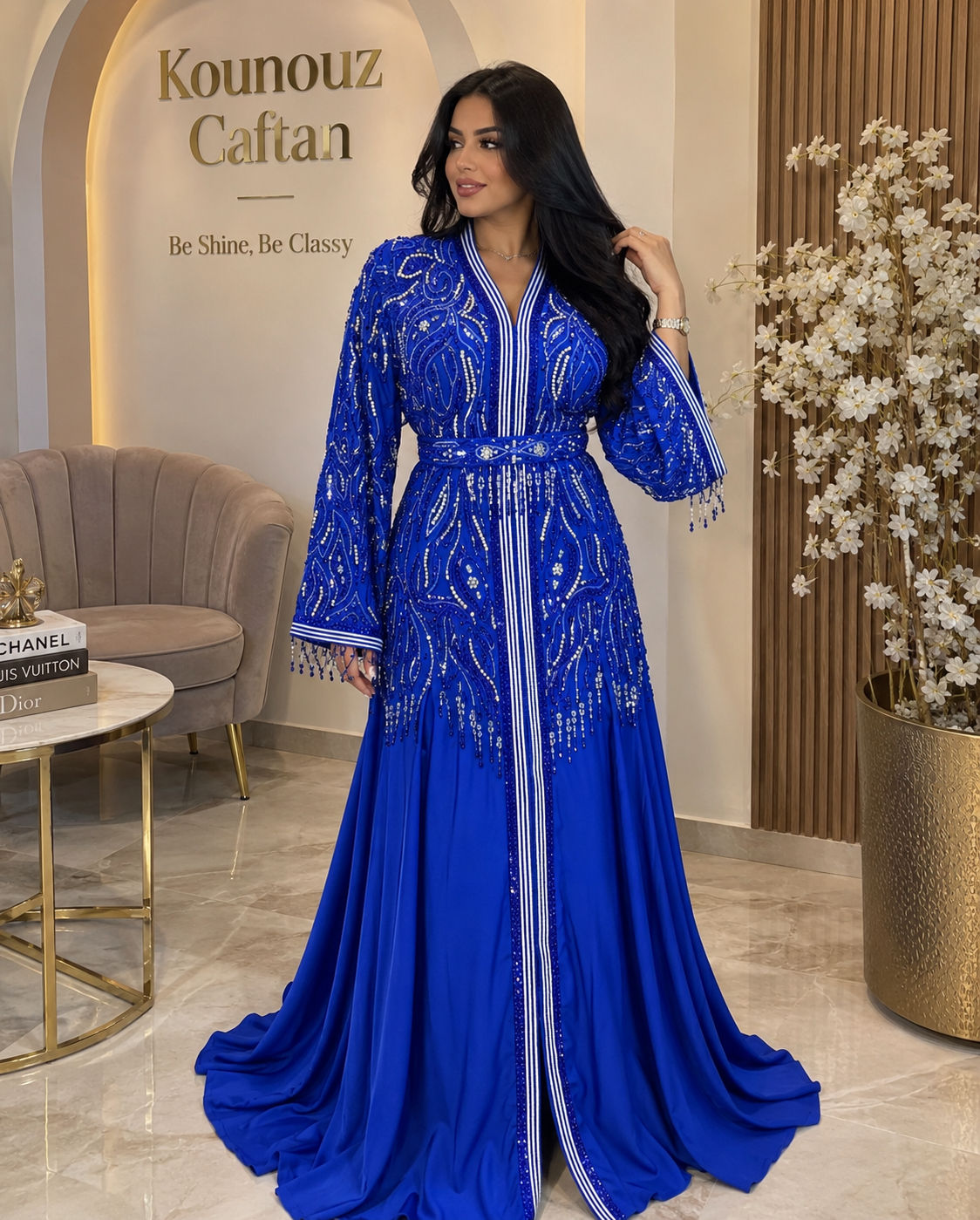 Caftan luxury marocain en cristaux swarovski