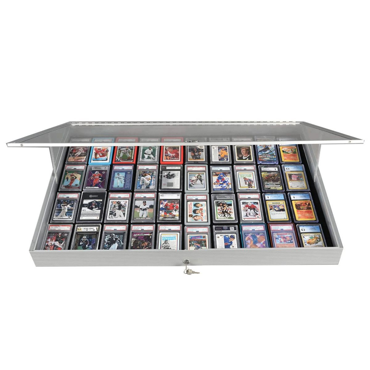 Lockable Vertical Display Cabinet: 36" x 24" x 4": Silver (ML) ^ Q3 2026