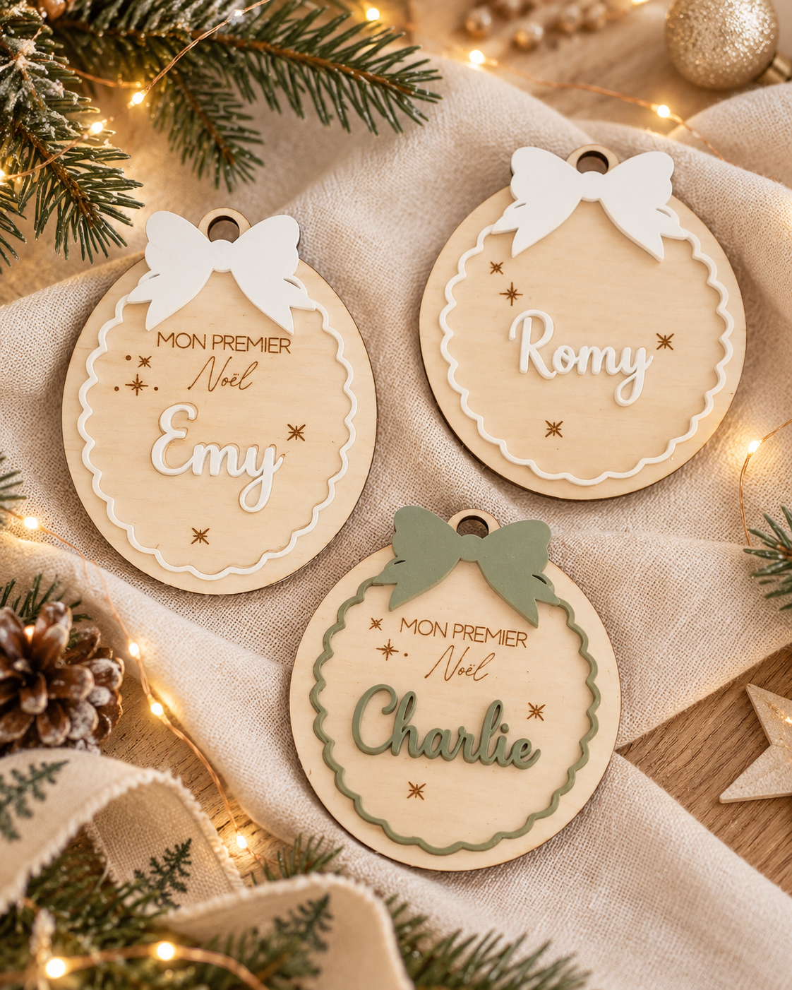 Boule de Noël personnalisée avec prénom – Décoration de sapin personnalisée - bo