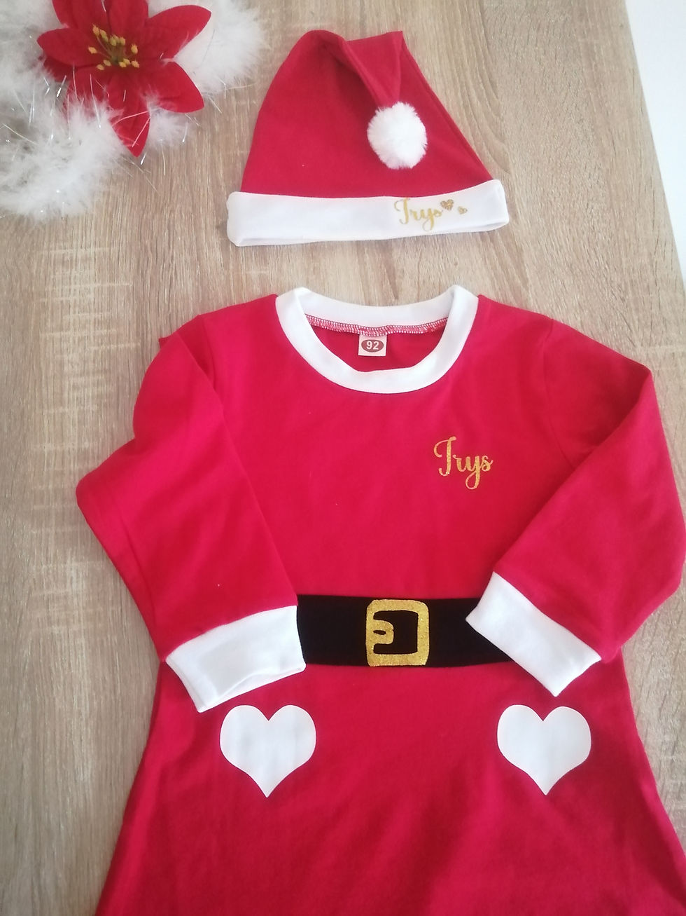 Miniature : Tenue de Noël, Robe de Noël et Bonnet personnalisable